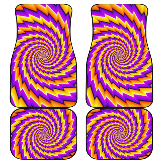 Yellow Twisted Moving Optical Illusion Front and Back Car Floor Mats