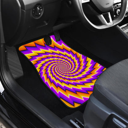 Yellow Twisted Moving Optical Illusion Front and Back Car Floor Mats