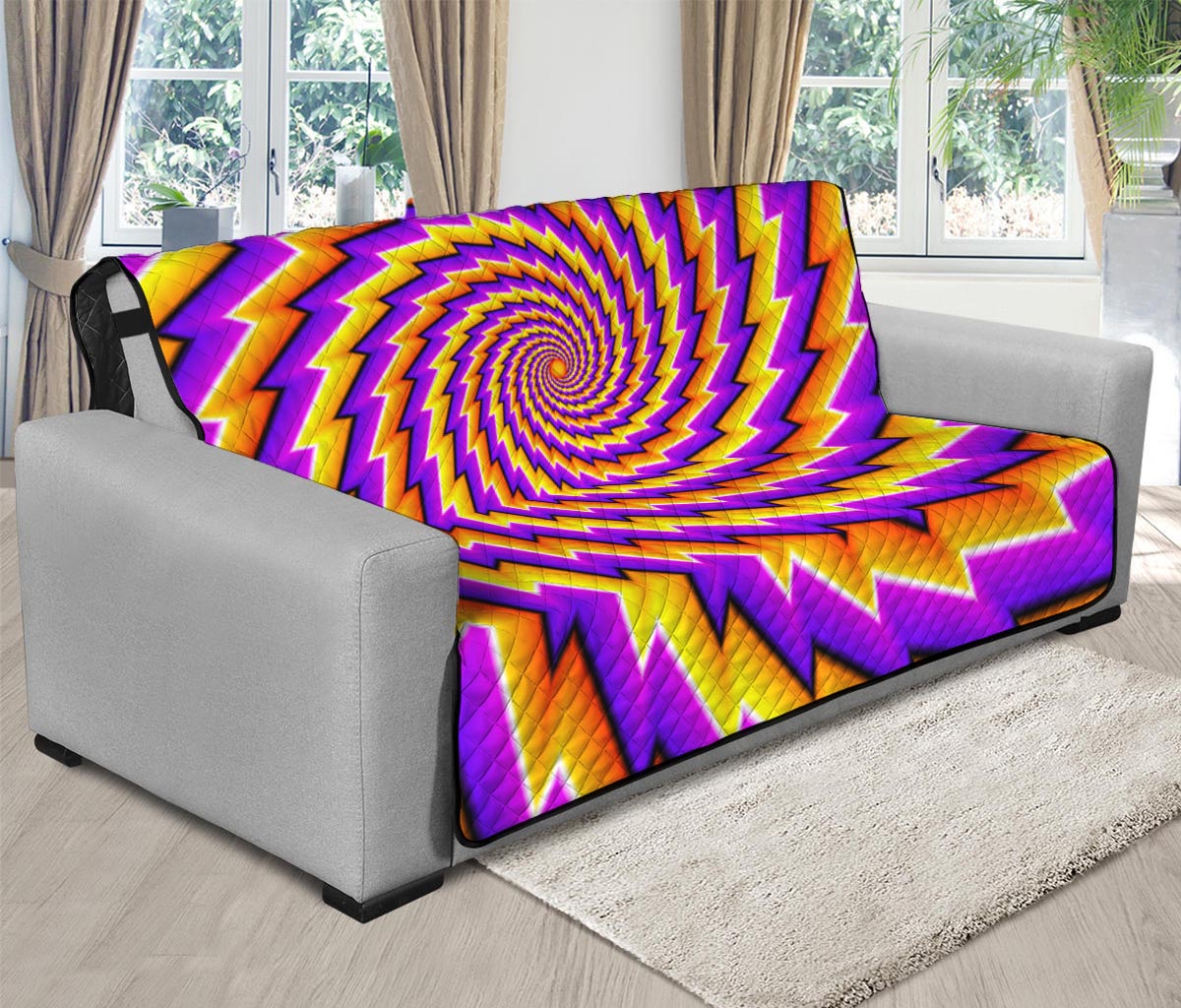 Yellow Twisted Moving Optical Illusion Futon Protector