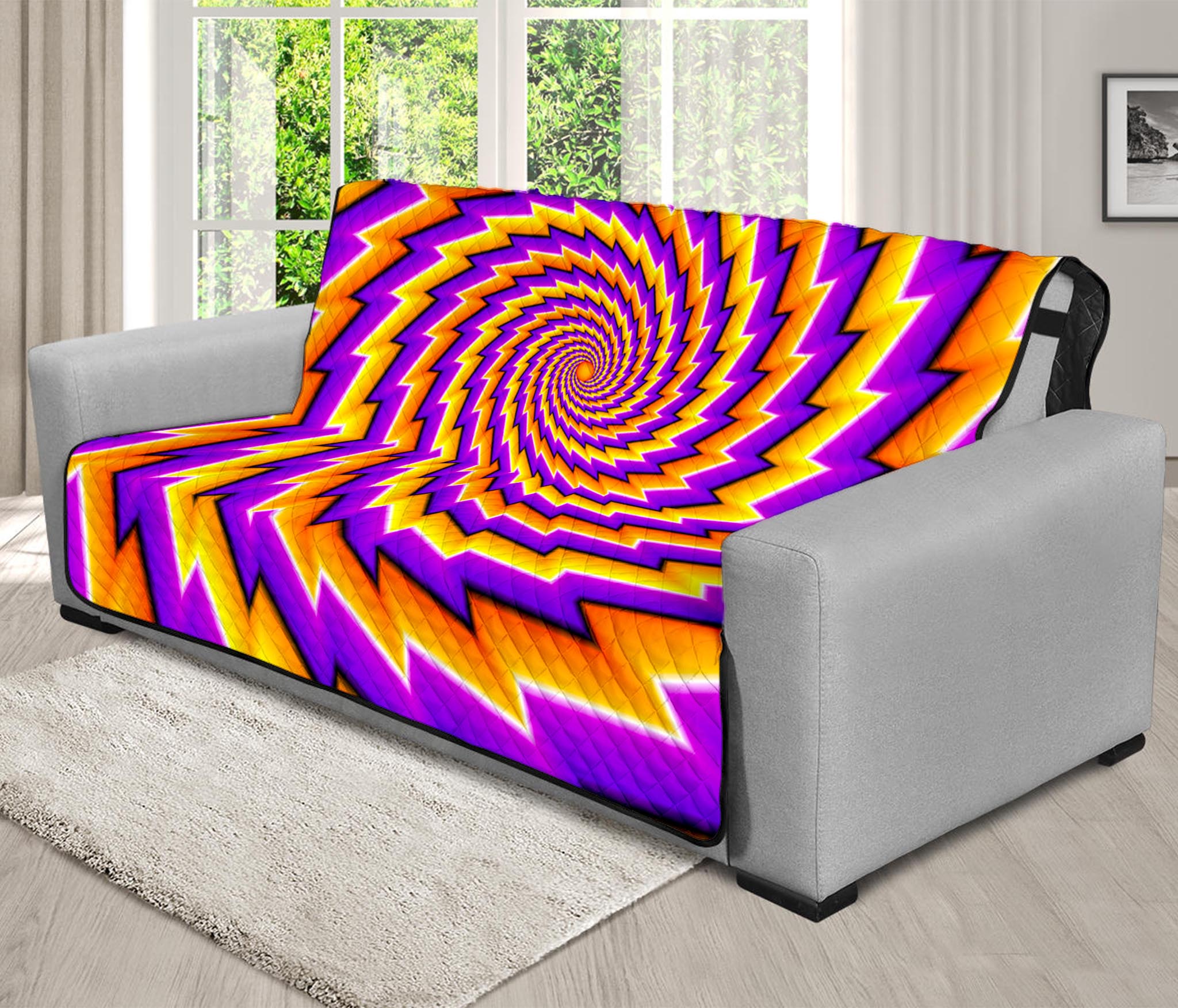 Yellow Twisted Moving Optical Illusion Futon Protector