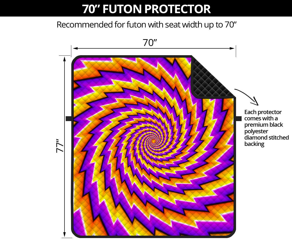 Yellow Twisted Moving Optical Illusion Futon Protector