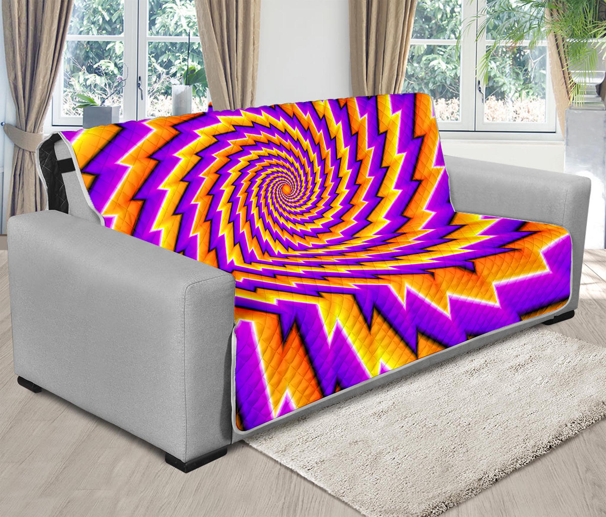 Yellow Twisted Moving Optical Illusion Futon Protector