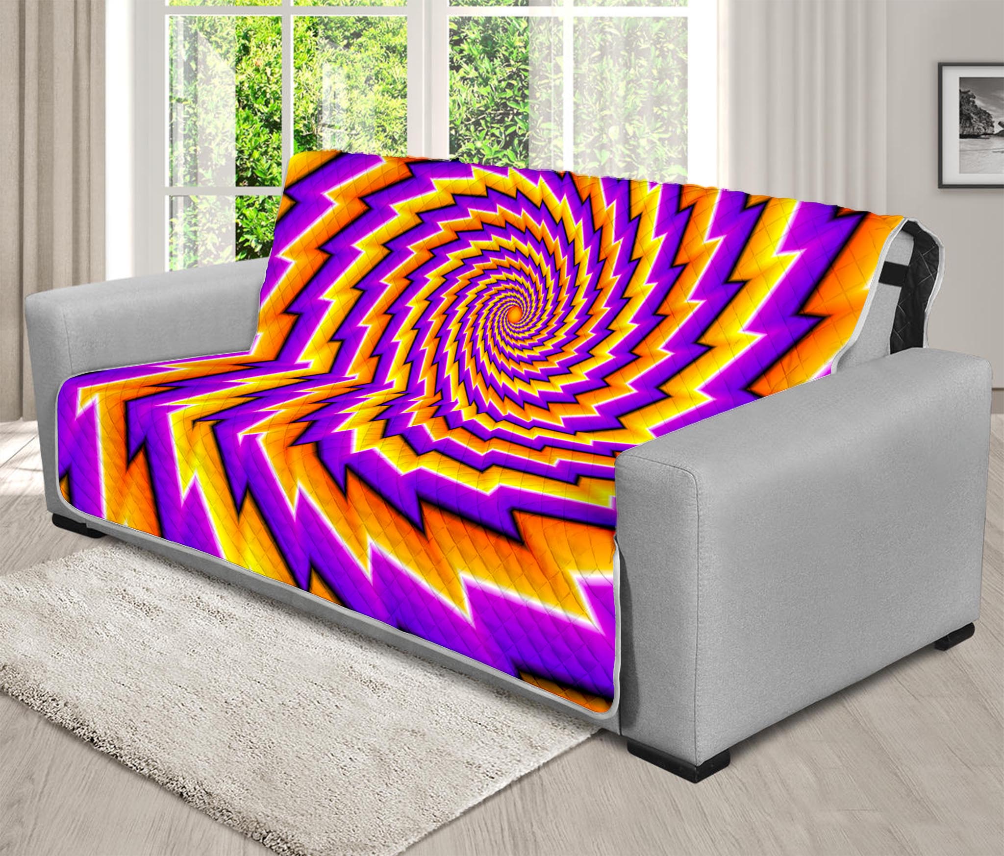 Yellow Twisted Moving Optical Illusion Futon Protector