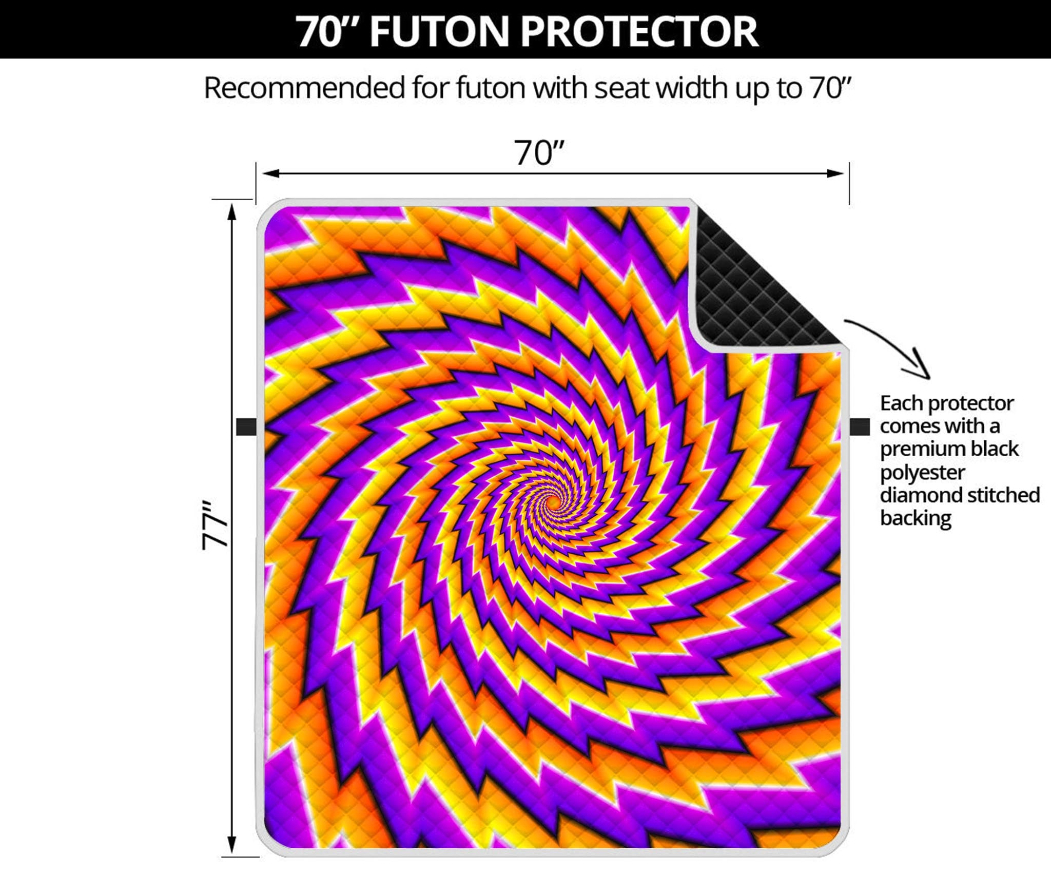 Yellow Twisted Moving Optical Illusion Futon Protector