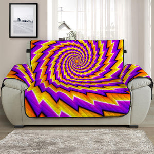 Yellow Twisted Moving Optical Illusion Half Sofa Protector