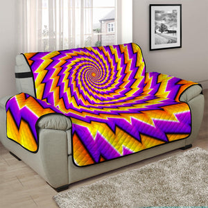 Yellow Twisted Moving Optical Illusion Half Sofa Protector