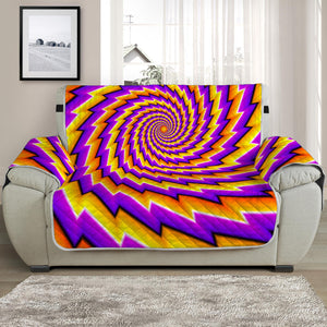 Yellow Twisted Moving Optical Illusion Half Sofa Protector