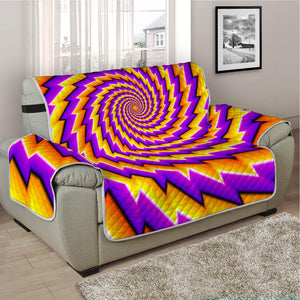 Yellow Twisted Moving Optical Illusion Half Sofa Protector