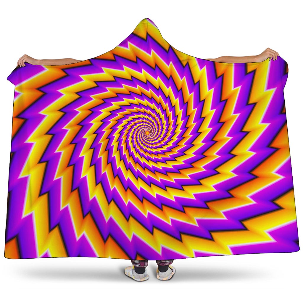 Yellow Twisted Moving Optical Illusion Hooded Blanket