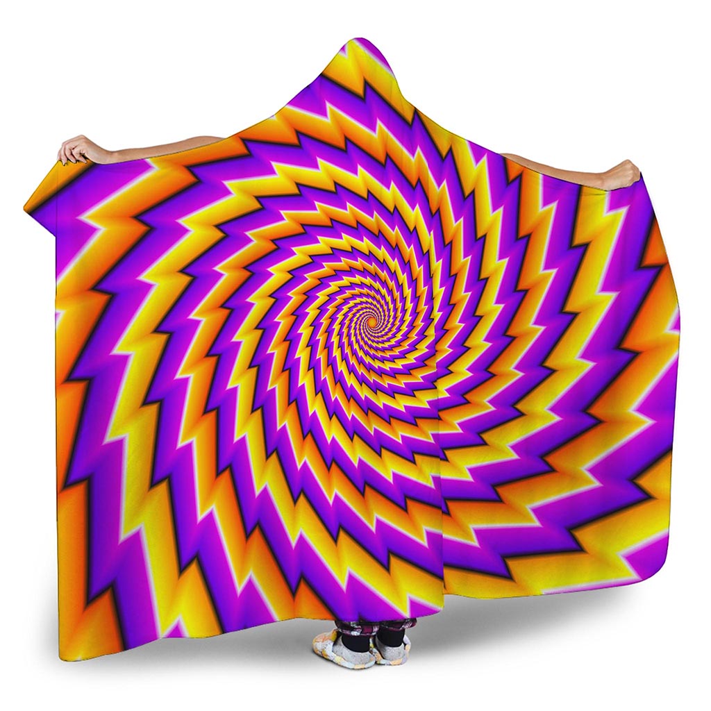 Yellow Twisted Moving Optical Illusion Hooded Blanket