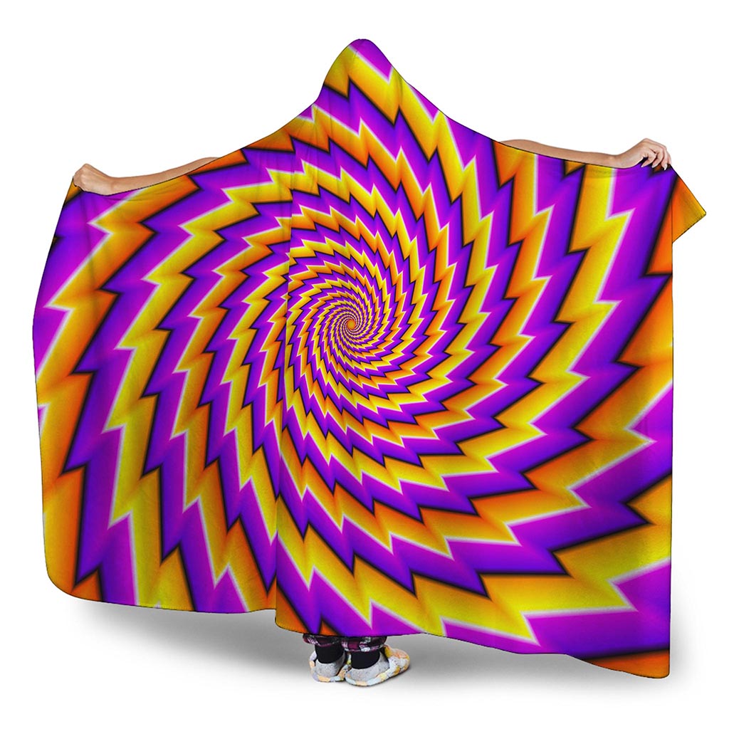 Yellow Twisted Moving Optical Illusion Hooded Blanket