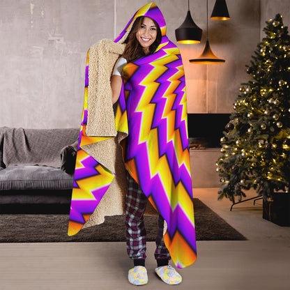 Yellow Twisted Moving Optical Illusion Hooded Blanket
