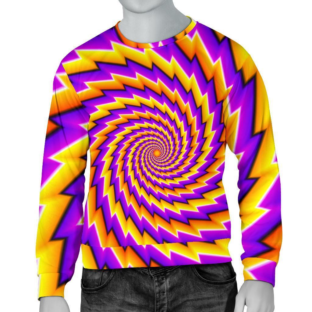 Yellow Twisted Moving Optical Illusion Men's Crewneck Sweatshirt GearFrost