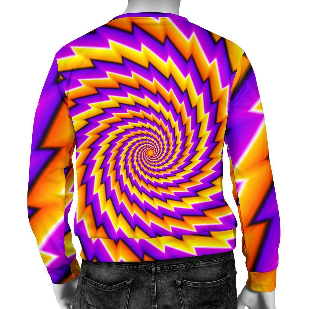 Yellow Twisted Moving Optical Illusion Men's Crewneck Sweatshirt GearFrost