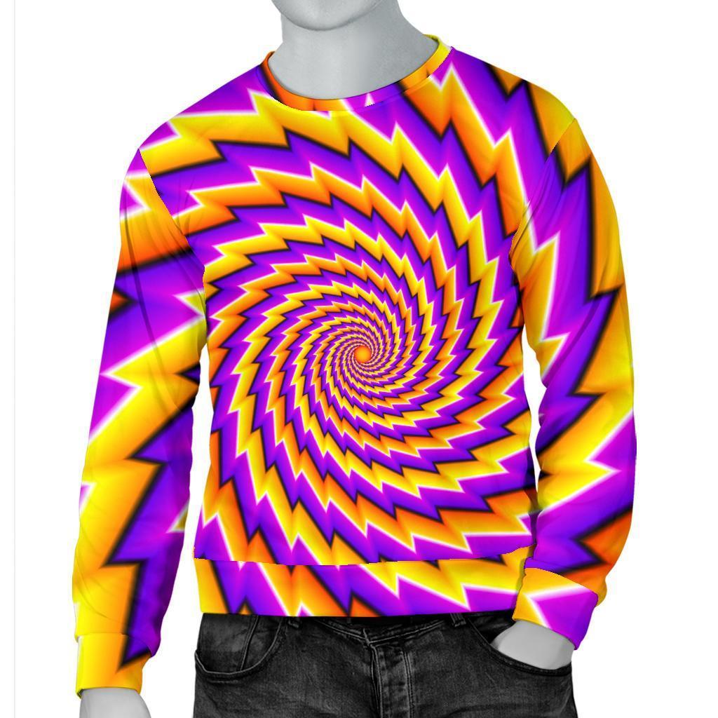 Yellow Twisted Moving Optical Illusion Men's Crewneck Sweatshirt GearFrost