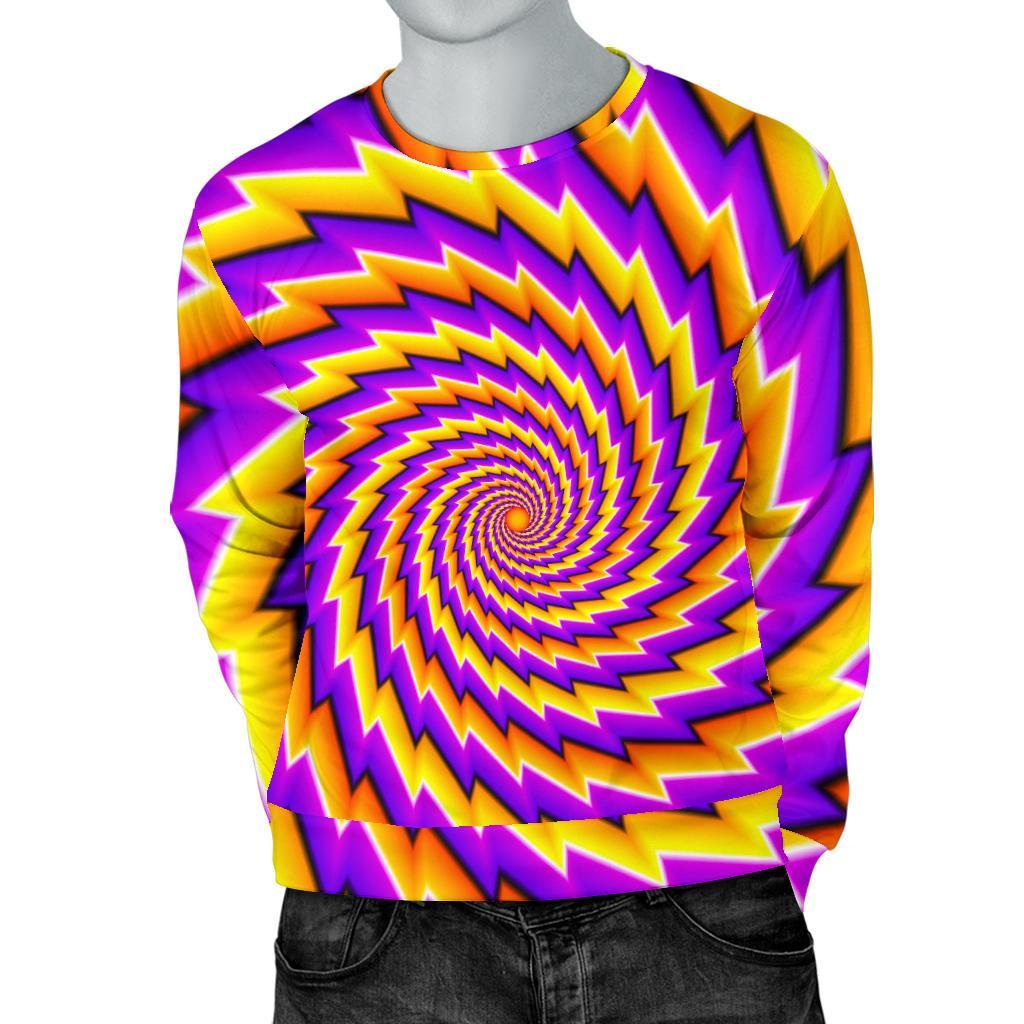 Yellow Twisted Moving Optical Illusion Men's Crewneck Sweatshirt GearFrost