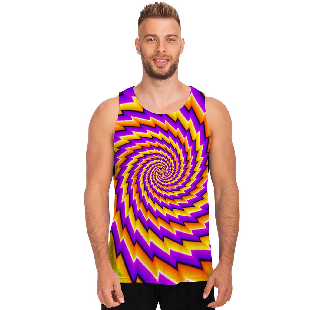 Yellow Twisted Moving Optical Illusion Men's Tank Top