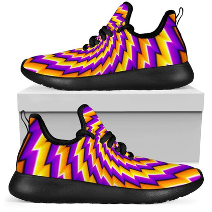Yellow Twisted Moving Optical Illusion Mesh Knit Shoes GearFrost