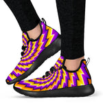 Yellow Twisted Moving Optical Illusion Mesh Knit Shoes GearFrost