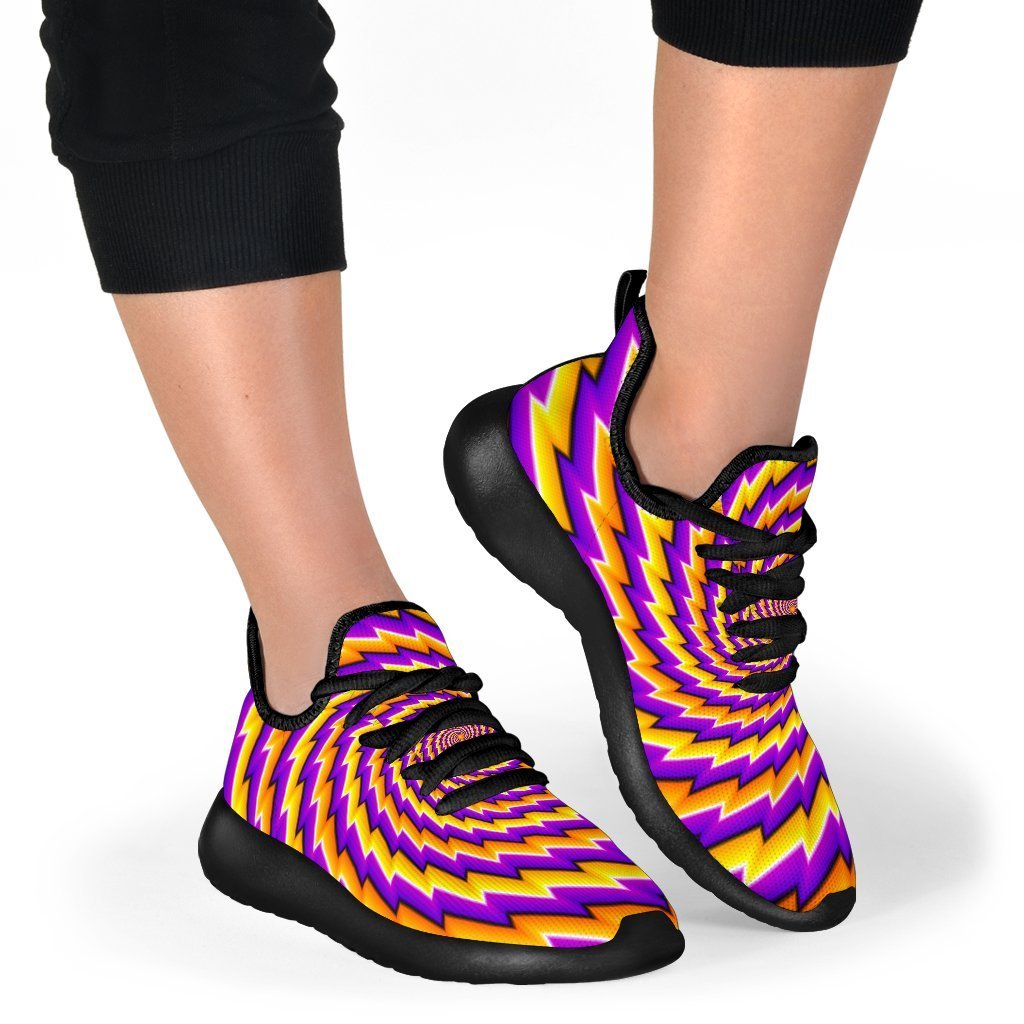 Yellow Twisted Moving Optical Illusion Mesh Knit Shoes GearFrost