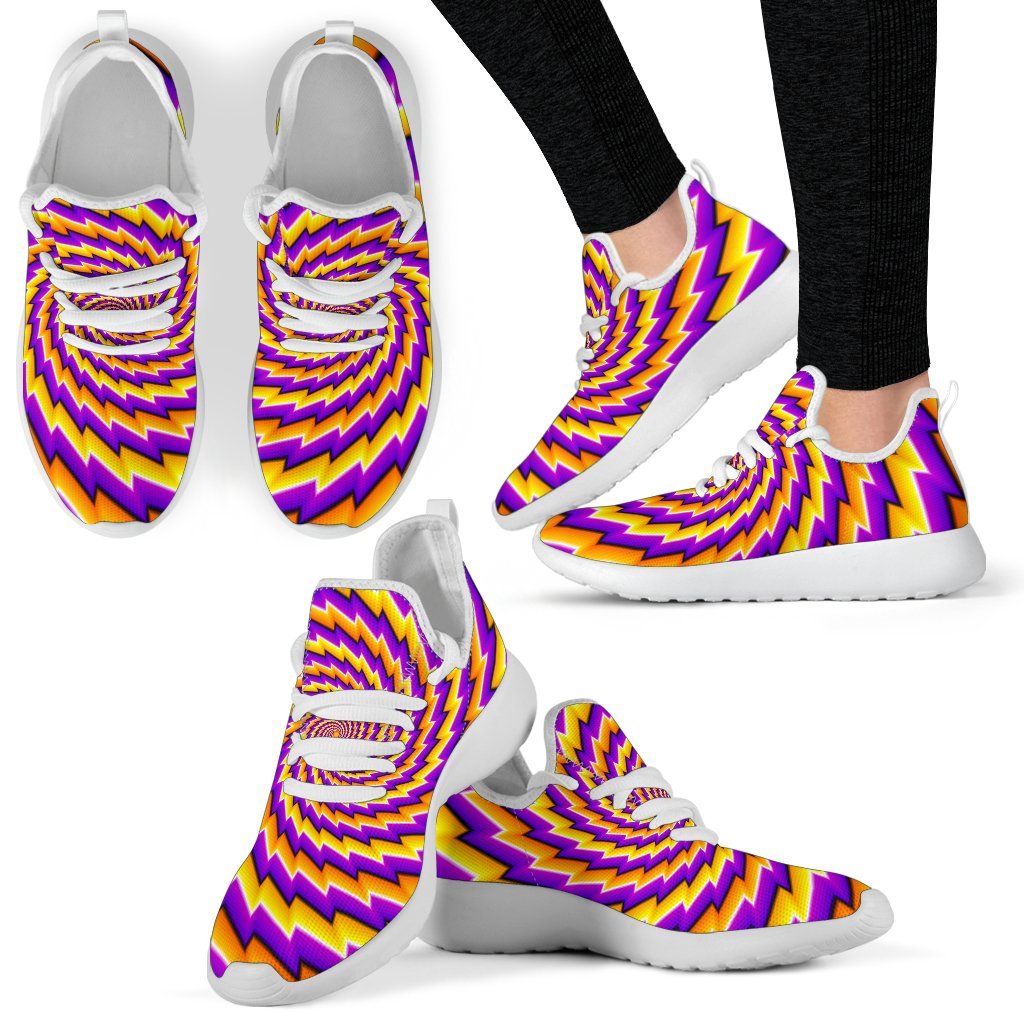 Yellow Twisted Moving Optical Illusion Mesh Knit Shoes GearFrost