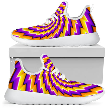 Yellow Twisted Moving Optical Illusion Mesh Knit Shoes GearFrost