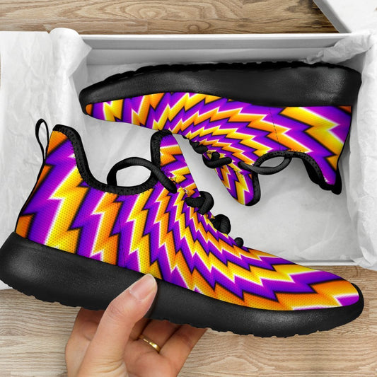 Yellow Twisted Moving Optical Illusion Mesh Knit Shoes GearFrost