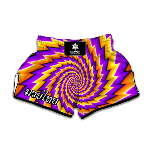 Yellow Twisted Moving Optical Illusion Muay Thai Boxing Shorts