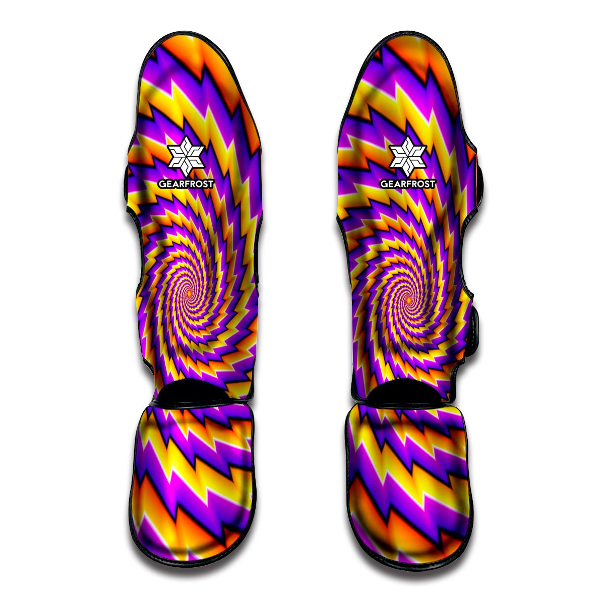Yellow Twisted Moving Optical Illusion Muay Thai Shin Guard