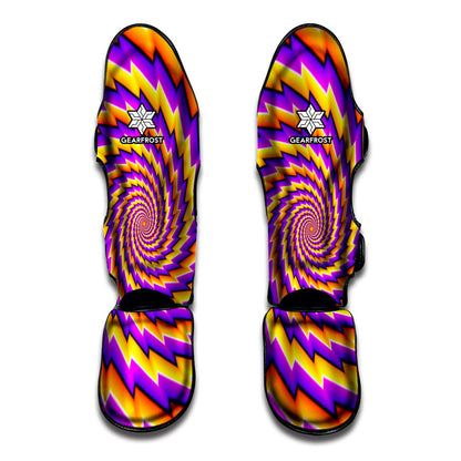 Yellow Twisted Moving Optical Illusion Muay Thai Shin Guard