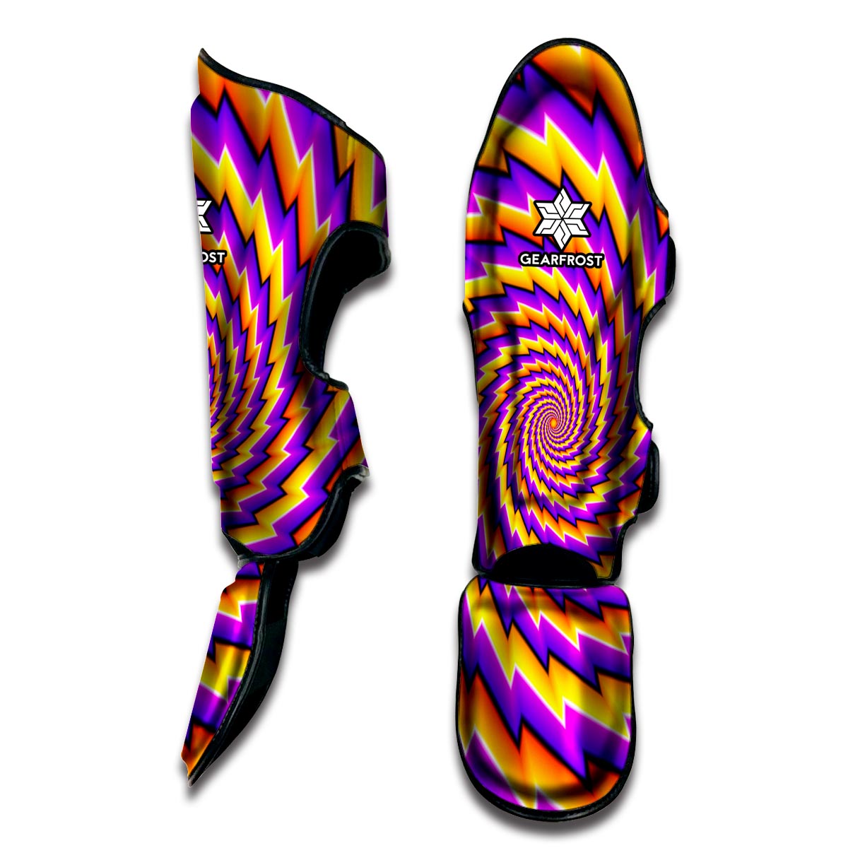 Yellow Twisted Moving Optical Illusion Muay Thai Shin Guard