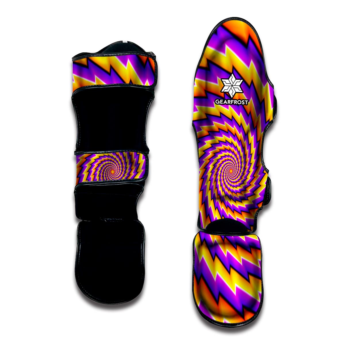 Yellow Twisted Moving Optical Illusion Muay Thai Shin Guard