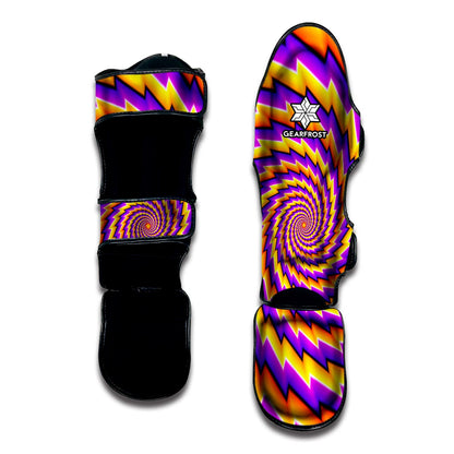Yellow Twisted Moving Optical Illusion Muay Thai Shin Guard