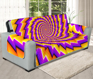 Yellow Twisted Moving Optical Illusion Oversized Sofa Protector