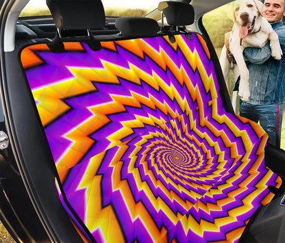 Yellow Twisted Moving Optical Illusion Pet Car Back Seat Cover