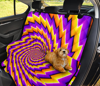 Yellow Twisted Moving Optical Illusion Pet Car Back Seat Cover