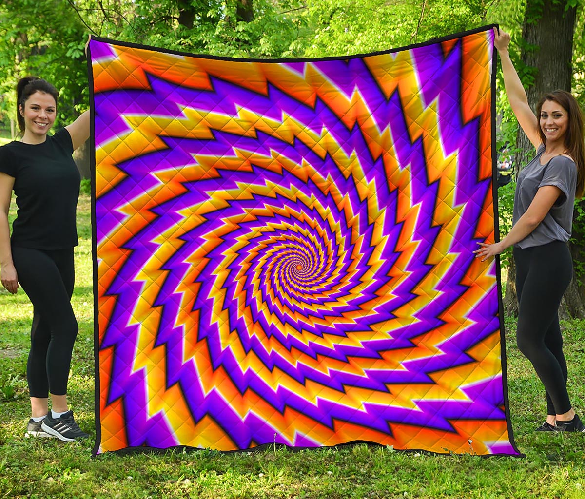 Yellow Twisted Moving Optical Illusion Quilt