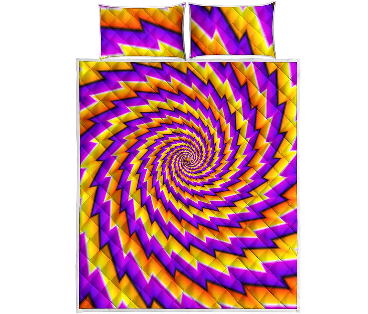 Yellow Twisted Moving Optical Illusion Quilt Bed Set