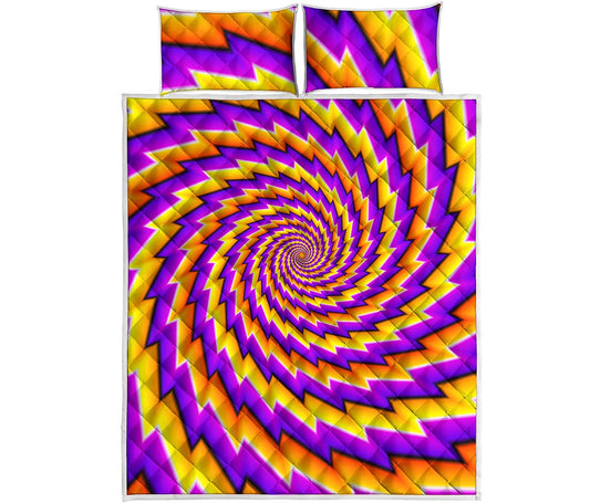 Yellow Twisted Moving Optical Illusion Quilt Bed Set