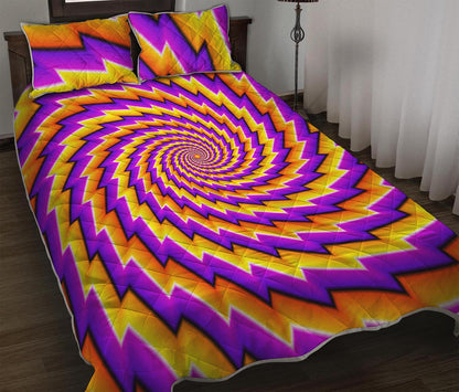 Yellow Twisted Moving Optical Illusion Quilt Bed Set