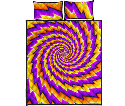 Yellow Twisted Moving Optical Illusion Quilt Bed Set