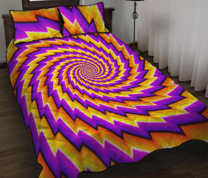 Yellow Twisted Moving Optical Illusion Quilt Bed Set