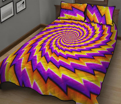 Yellow Twisted Moving Optical Illusion Quilt Bed Set