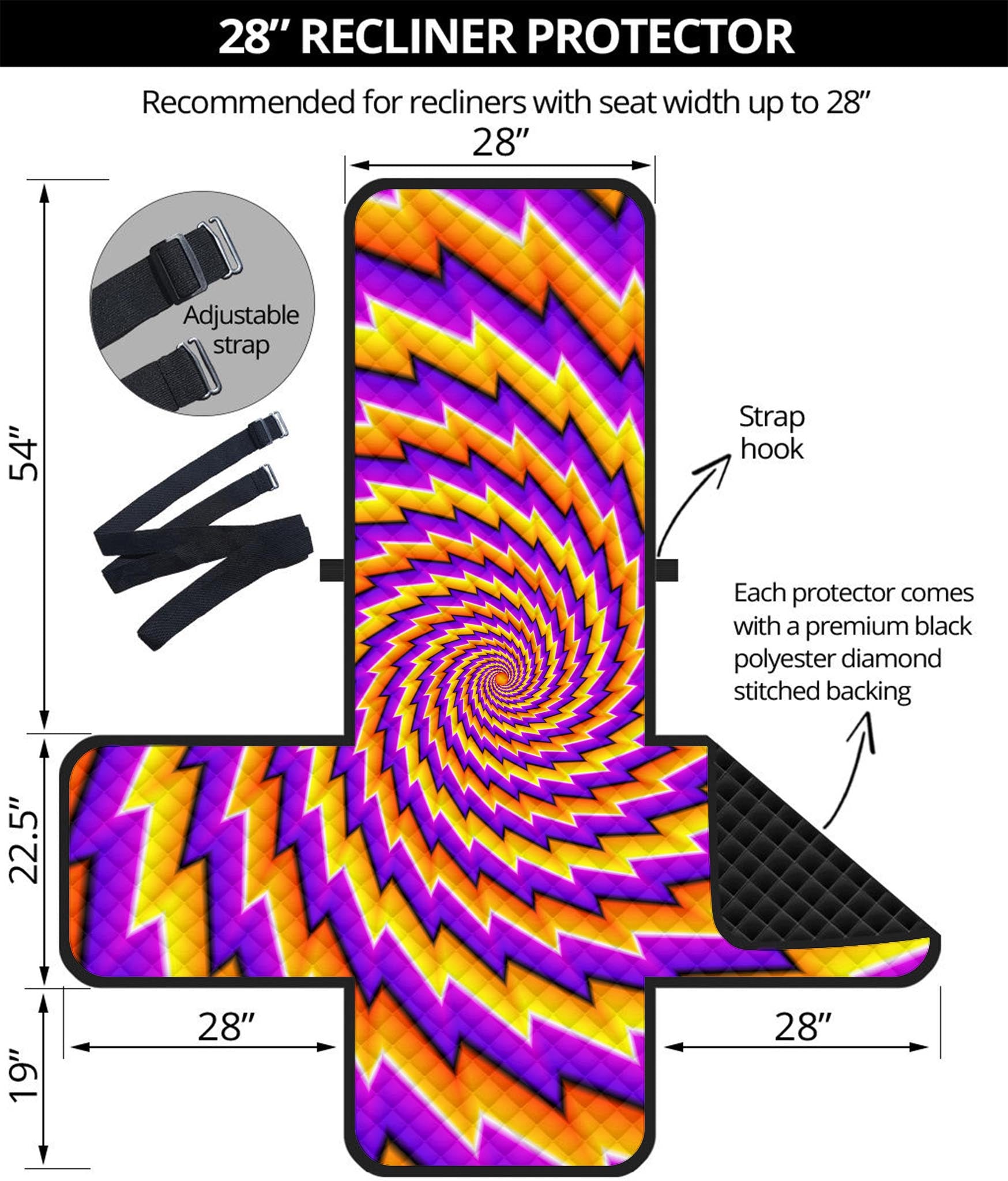 Yellow Twisted Moving Optical Illusion Recliner Protector