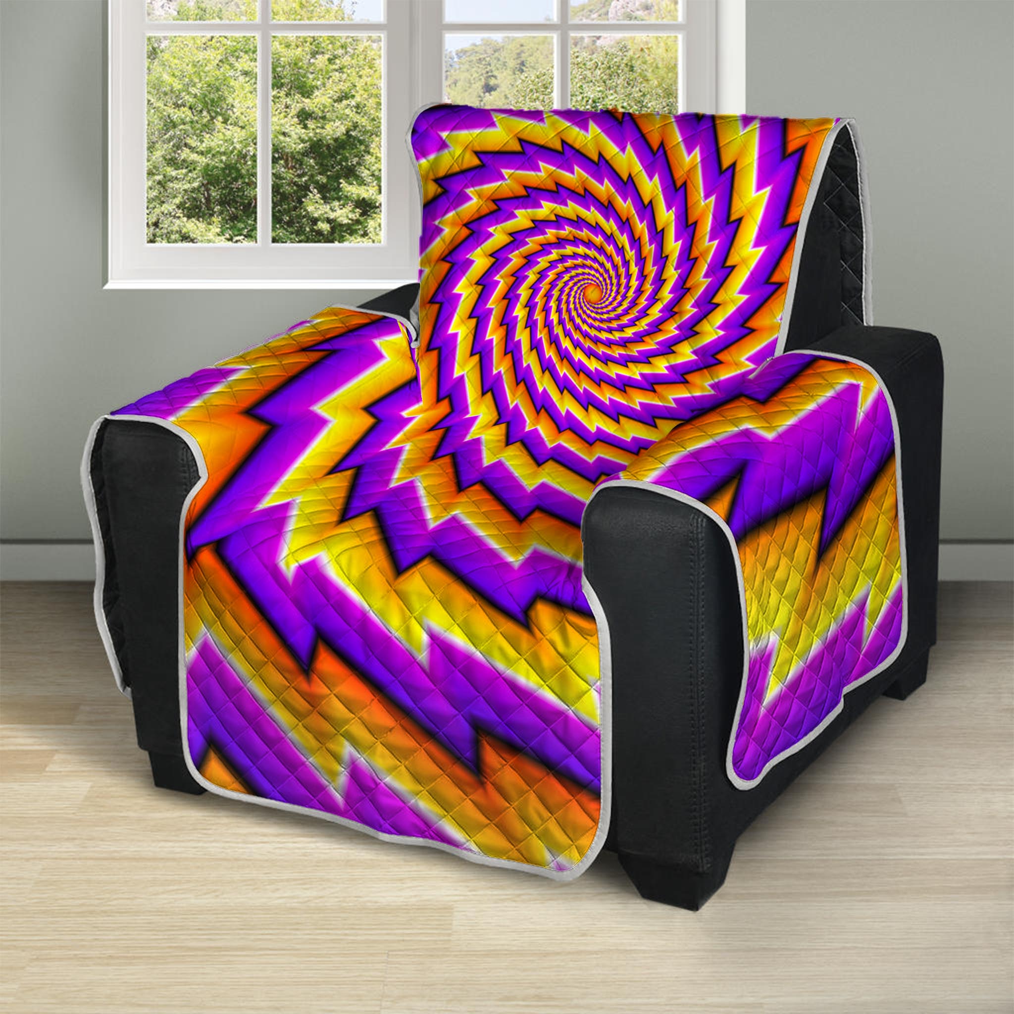 Yellow Twisted Moving Optical Illusion Recliner Protector