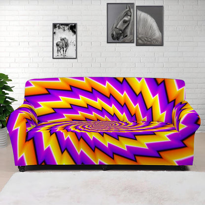 Yellow Twisted Moving Optical Illusion Sofa Cover