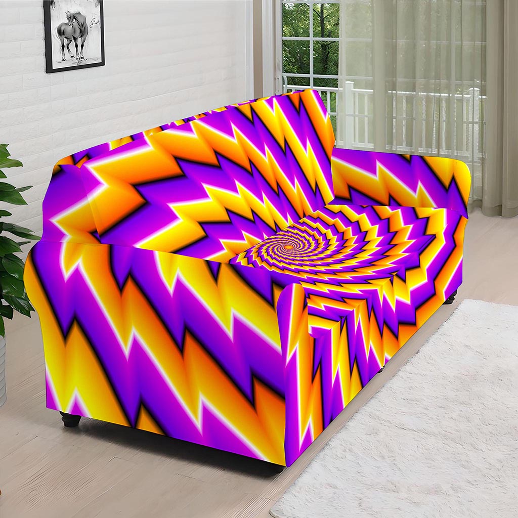 Yellow Twisted Moving Optical Illusion Sofa Cover