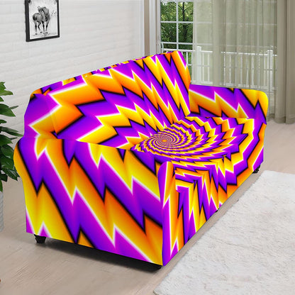 Yellow Twisted Moving Optical Illusion Sofa Cover