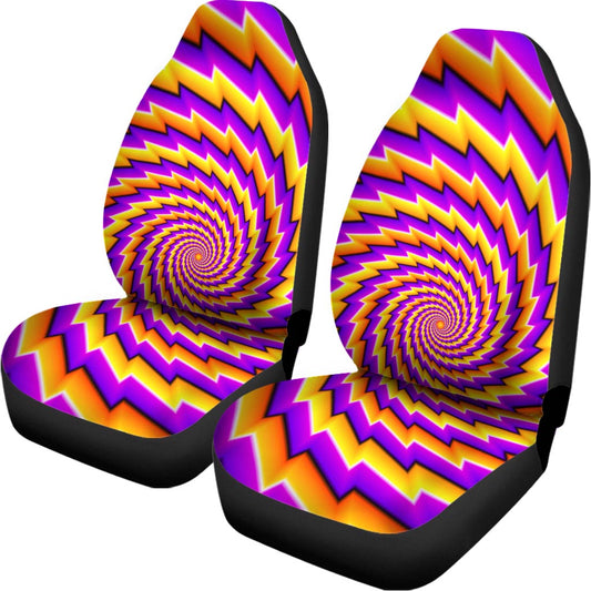 Yellow Twisted Moving Optical Illusion Universal Fit Car Seat Covers