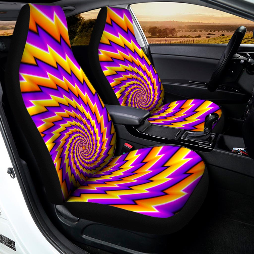 Yellow Twisted Moving Optical Illusion Universal Fit Car Seat Covers